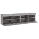 væghængte tv-borde 2 stk. med LED-lys 80x30x40 cm grå sonoma-eg