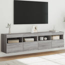 væghængte tv-borde 2 stk. med LED-lys 80x30x40 cm grå sonoma-eg