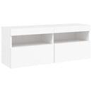 væghængt tv-bord med LED-lys 100x30x40 cm hvid