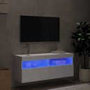 væghængt tv-bord med LED-lys 100x30x40 cm hvid
