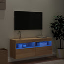 væghængt tv-bord med LED-lys 100x30x40 cm sonoma-eg