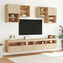 væghængt tv-bord med LED-lys 100x30x40 cm sonoma-eg