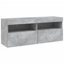 væghængt tv-bord med LED-lys 100x30x40 cm betongrå