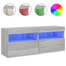 væghængt tv-bord med LED-lys 100x30x40 cm grå sonoma-eg