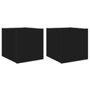 væghængte tv-borde 2 stk. med LED-lys 30,5x35x30 cm sort