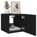 væghængte tv-borde 2 stk. med LED-lys 30,5x35x30 cm sort