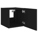 væghængte tv-borde 2 stk. med LED-lys 30,5x35x30 cm sort