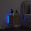 væghængt tv-bord med LED-lys 30,5x35x30 cm sonoma-eg