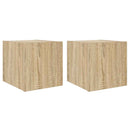 væghængte tv-borde 2 stk. med LED-lys 30,5x35x30 cm sonoma-eg