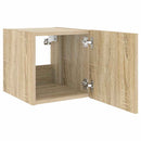 væghængte tv-borde 2 stk. med LED-lys 30,5x35x30 cm sonoma-eg