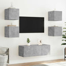 væghængt tv-bord med LED-lys 30,5x35x30 cm betongrå
