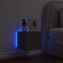 væghængt tv-bord med LED-lys 30,5x35x30 cm grå sonoma-eg