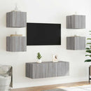 væghængt tv-bord med LED-lys 30,5x35x30 cm grå sonoma-eg