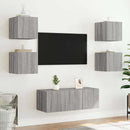 væghængte tv-borde 2 stk. LED-lys 30,5x35x30 cm grå sonoma-eg