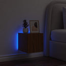 væghængt tv-bord med LED-lys 30,5x35x30 cm brun egetræsfarve