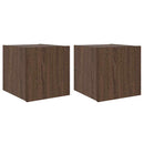 væghængte tv-borde 2 stk. med LED-lys 30,5x35x30 cm brunt eg