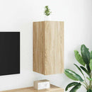 væghængt tv-bord med LED-lys 30,5x35x70 cm sonoma-eg