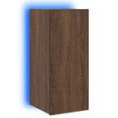 væghængt tv-bord med LED-lys 30,5x35x70 cm brun egetræsfarve