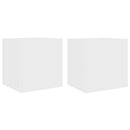 væghængte tv-borde 2 stk. med LED-lys 40,5x35x40 cm hvid