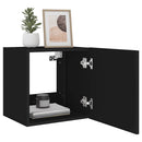 væghængte tv-borde 2 stk. med LED-lys 40,5x35x40 cm sort