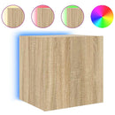 væghængt tv-bord med LED-lys 40,5x35x40 cm sonoma-eg