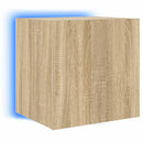 væghængt tv-bord med LED-lys 40,5x35x40 cm sonoma-eg