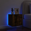 væghængt tv-bord med LED-lys 40,5x35x40 cm røget egetræsfarve