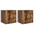 væghængte tv-borde 2 stk. med LED-lys 40,5x35x40 cm røget eg