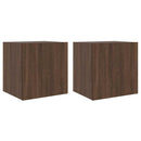 væghængte tv-borde 2 stk. med LED-lys 40,5x35x40 cm brunt eg