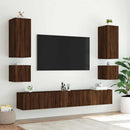 væghængte tv-borde 2 stk. med LED-lys 40,5x35x40 cm brunt eg