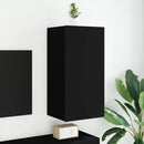 væghængt tv-bord med LED-lys 40,5x35x80 cm sort