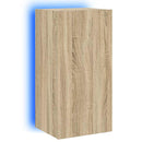 væghængt tv-bord med LED-lys 40,5x35x80 cm sonoma-eg