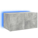 væghængt tv-bord med LED-lys 60x35x31 cm betongrå