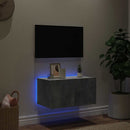 væghængt tv-bord med LED-lys 60x35x31 cm betongrå