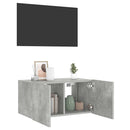 væghængt tv-bord med LED-lys 60x35x31 cm betongrå