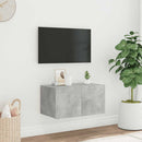 væghængt tv-bord med LED-lys 60x35x31 cm betongrå