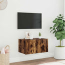 væghængt tv-bord med LED-lys 60x35x31 cm røget egetræsfarve