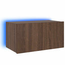 væghængt tv-bord med LED-lys 60x35x31 cm brun egetræsfarve