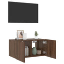 væghængt tv-bord med LED-lys 60x35x31 cm brun egetræsfarve