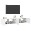 væghængte tv-borde 2 stk. med LED-lys 80x35x31 cm hvid