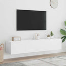 væghængte tv-borde 2 stk. med LED-lys 80x35x31 cm hvid