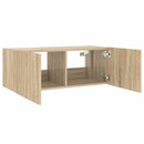 væghængt tv-bord med LED-lys 80x35x31 cm sonoma-eg