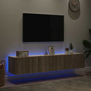 væghængte tv-borde 2 stk. med LED-lys 80x35x31 cm sonoma-eg