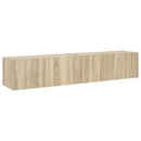 væghængte tv-borde 2 stk. med LED-lys 80x35x31 cm sonoma-eg