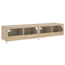 væghængte tv-borde 2 stk. med LED-lys 80x35x31 cm sonoma-eg