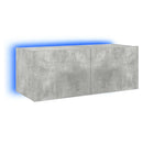 væghængt tv-bord med LED-lys 80x35x31 cm betongrå