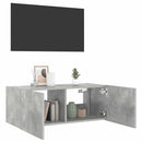 væghængt tv-bord med LED-lys 80x35x31 cm betongrå