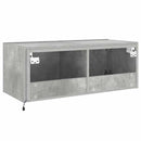 væghængt tv-bord med LED-lys 80x35x31 cm betongrå