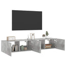 væghængte tv-borde 2 stk. med LED-lys 80x35x31 cm betongrå