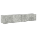 væghængte tv-borde 2 stk. med LED-lys 80x35x31 cm betongrå